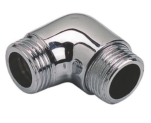 Raccord équerre laiton chromé double mâle 15/21